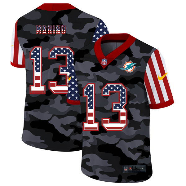 Men's Miami Dolphins #13 Dan Marino 2020 Camo USA Flag Limited Stitched NFL Jersey